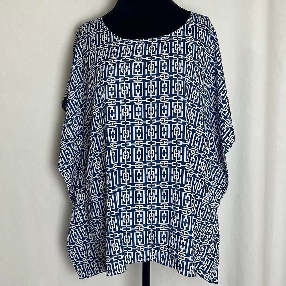 New-york-company Women's Blue and White Blouse